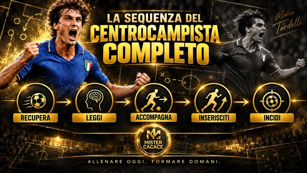 Sequenza del centrocampista completo: recupera, leggi, accompagna, inserisciti e incidi