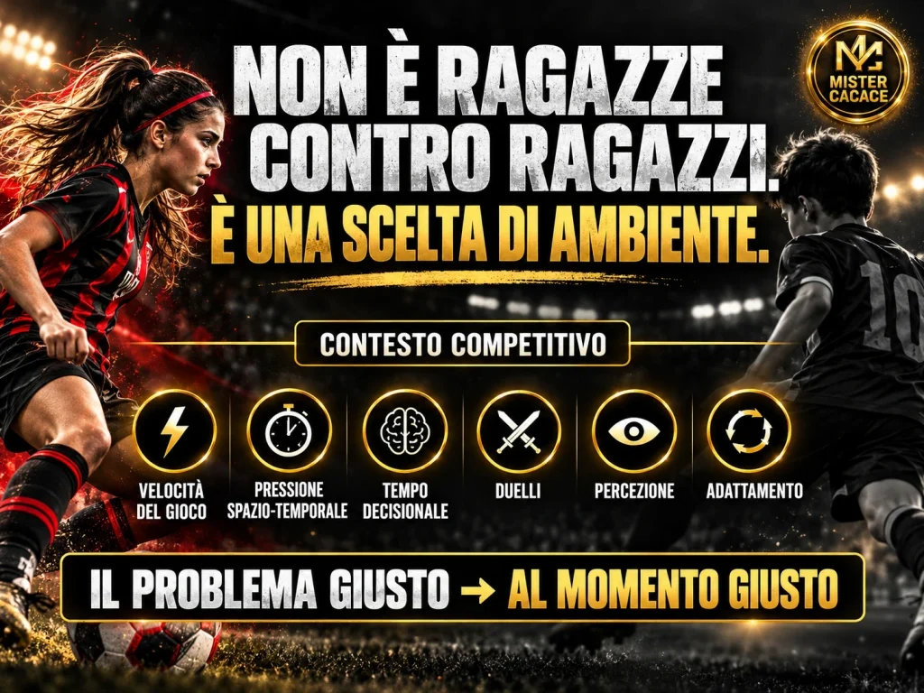 Contesto competitivo nel calcio giovanile tra velocità, pressione, decisione, duelli e adattamento