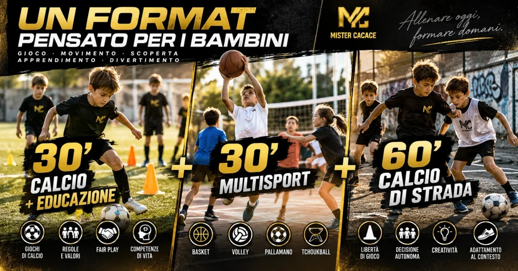 Format per bambini basato su gioco, movimento, multisport e calcio di strada