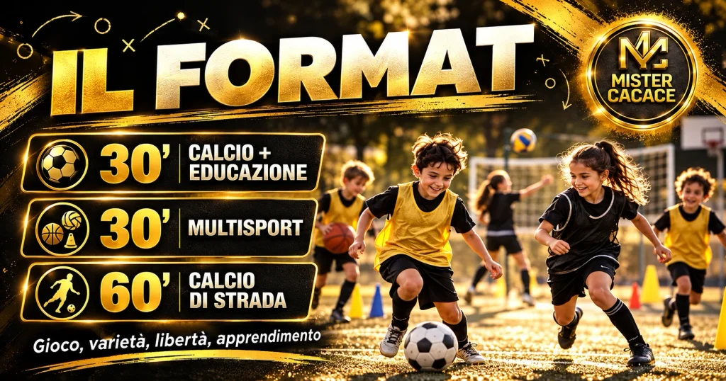 Format Che Assist con 30 minuti calcio, 30 minuti multisport e 60 minuti calcio di strada
