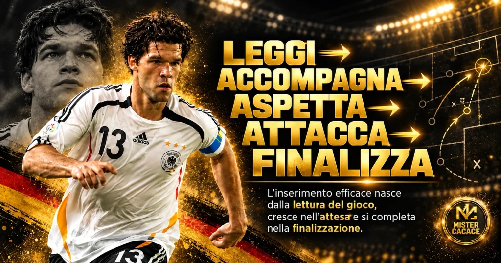 Sequenza dell’inserimento del centrocampista: leggi, accompagna, aspetta, attacca e finalizza