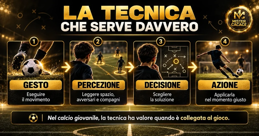 Tecnica nel calcio giovanile: gesto, percezione, decisione e azione