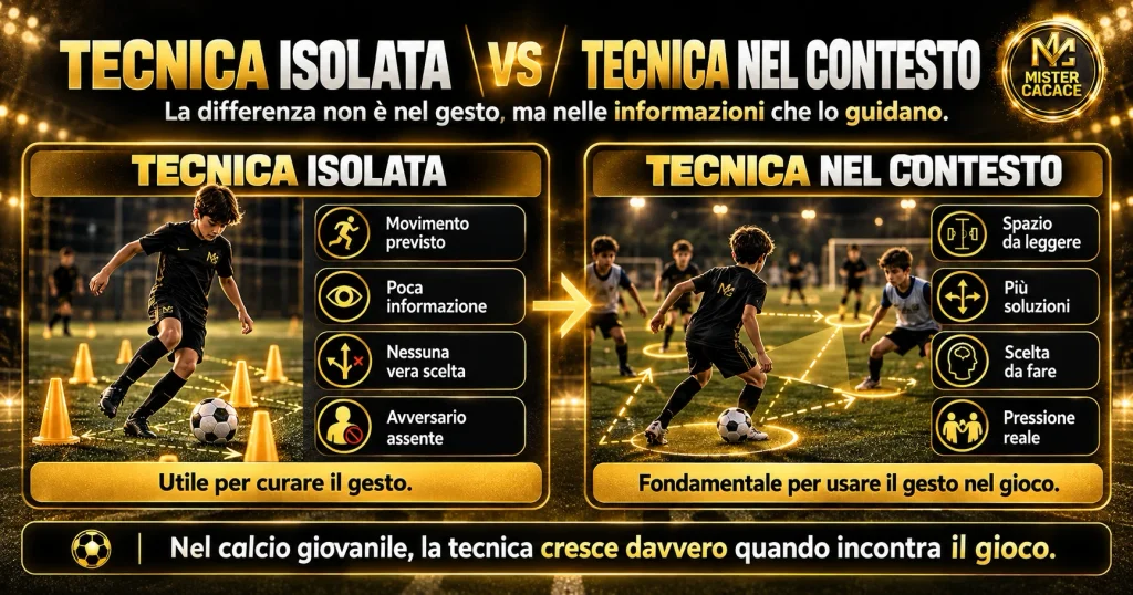 Confronto tra tecnica isolata e tecnica nel contesto nel calcio giovanile