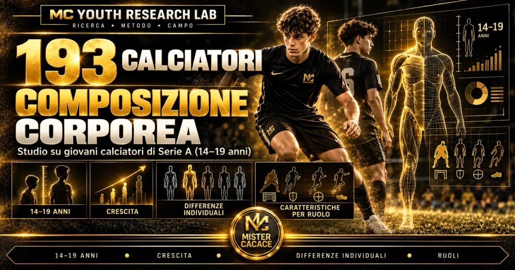 193 calciatori del settore giovanile di Serie A analizzati in uno studio sulla composizione corporea tra 14 e 19 anni.