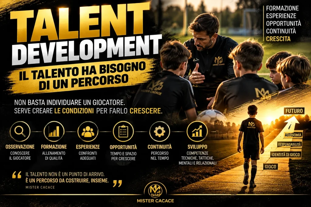 Sviluppo del talento nelle academy di calcio giovanile attraverso formazione, osservazione e continuità.