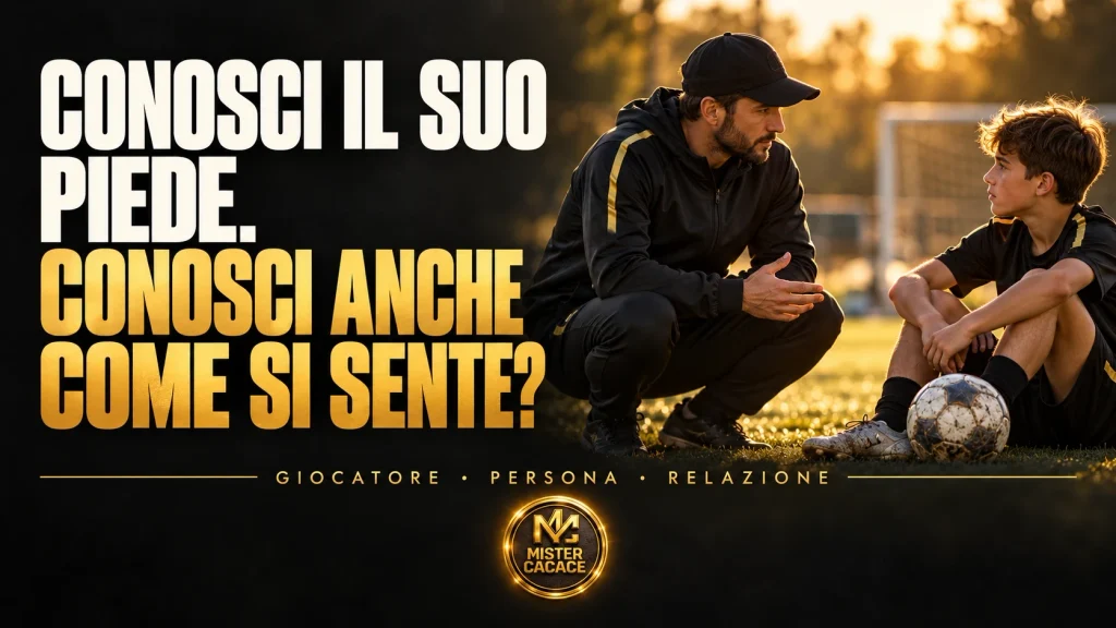Allenatore e giovane calciatore a bordo campo: conoscere il ragazzo oltre la prestazione.