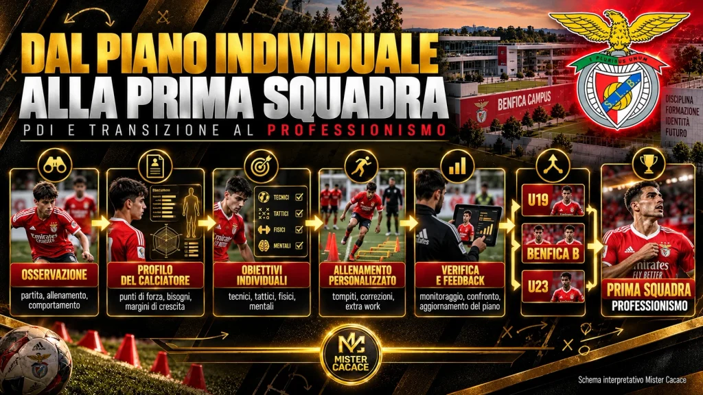 Benfica Academy, piano di sviluppo individuale PDI e percorso da U19 e Benfica B alla prima squadra.