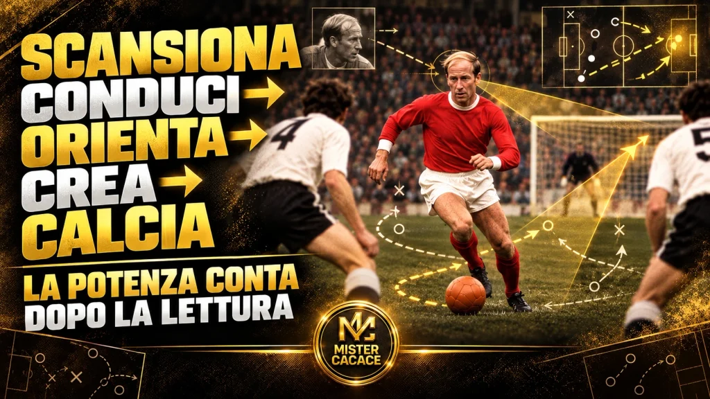 Bobby Charlton e il tiro: scansione, conduzione, orientamento e conclusione