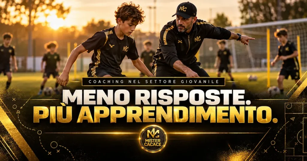 Coaching nel settore giovanile: allenatore e giovane calciatore durante il processo di apprendimento