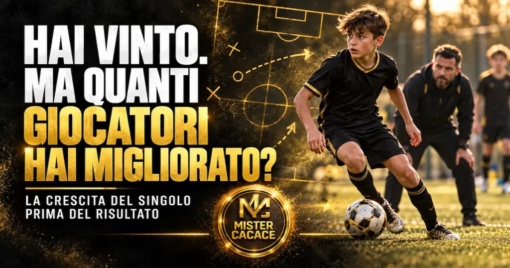 Crescita individuale nel calcio giovanile: giovane calciatore e allenatore a bordo campo.