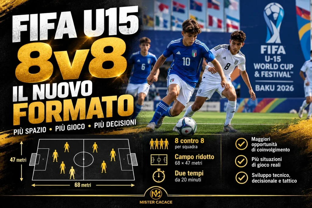 FIFA Under 15 World Cup 2026, formato 8 contro 8 e sviluppo tecnico decisionale nel calcio giovanile.