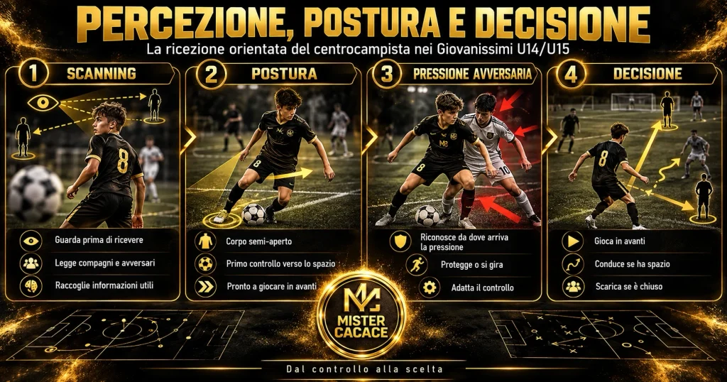 Giocatore enattivo U14 U15 con scanning ricezione orientata e scelta
