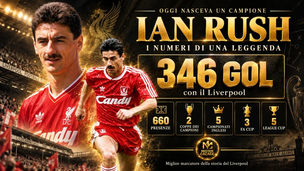 Ian Rush e i numeri della sua carriera al Liverpool, 346 gol in 660 presenze e due Coppe dei Campioni