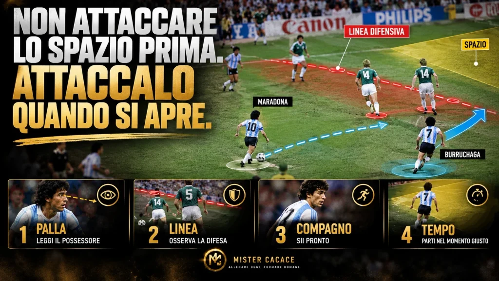 Jorge Burruchaga e il timing nell'attacco dello spazio prima del passaggio