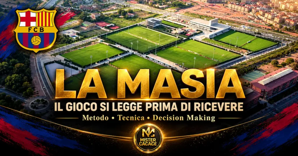 La Masia Barcellona, metodologia di formazione dei giovani calciatori e sviluppo del gioco di posizione.