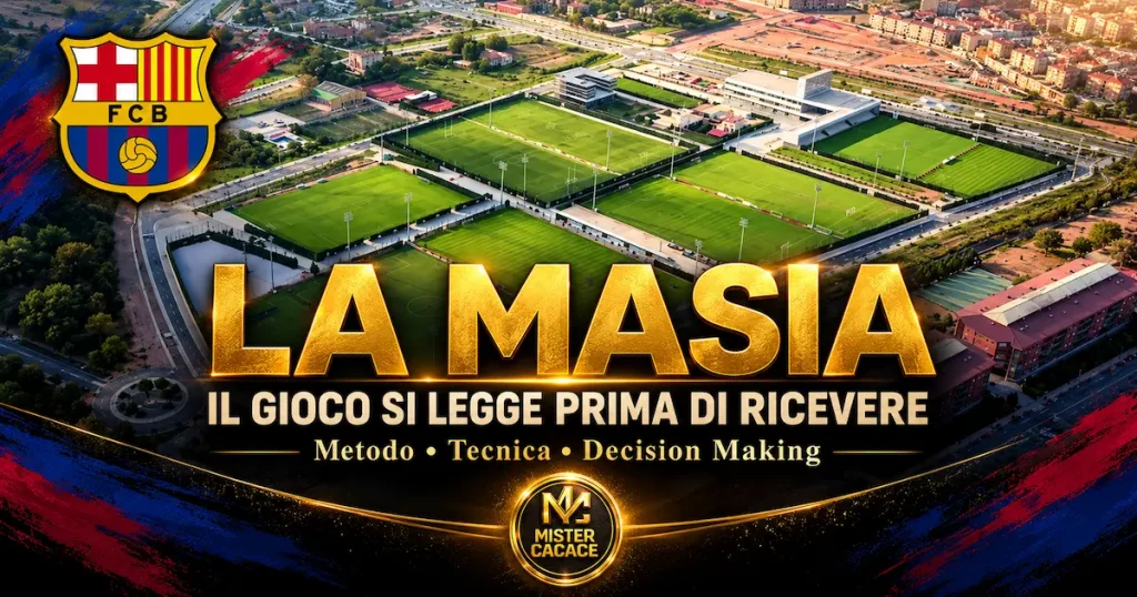 La Masia Barcellona, metodologia di formazione dei giovani calciatori e sviluppo del gioco di posizione.