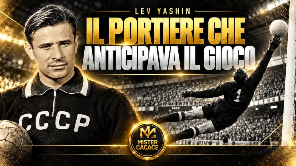 Lev Yashin, il Ragno Nero, portiere leggendario e precursore della lettura del gioco.