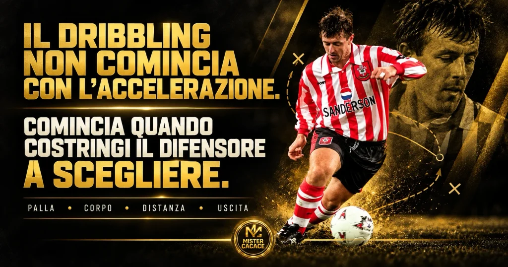 Matthew Le Tissier e il dribbling: fissare il difensore prima dell’accelerazione