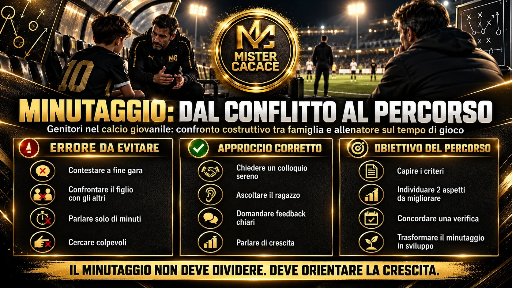 Minutaggio e dialogo costruttivo tra famiglia e allenatore sul tempo di gioco.