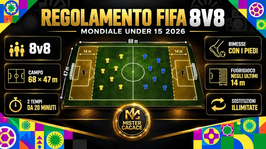 Mondiale Under 15 2026, infografica sulle regole FIFA del formato 8 contro 8