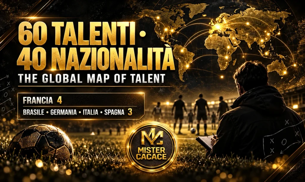 Next Generation 2026, distribuzione dei 60 talenti classe 2009 tra 40 nazionalità, Francia con 4 giocatori e Italia con 3