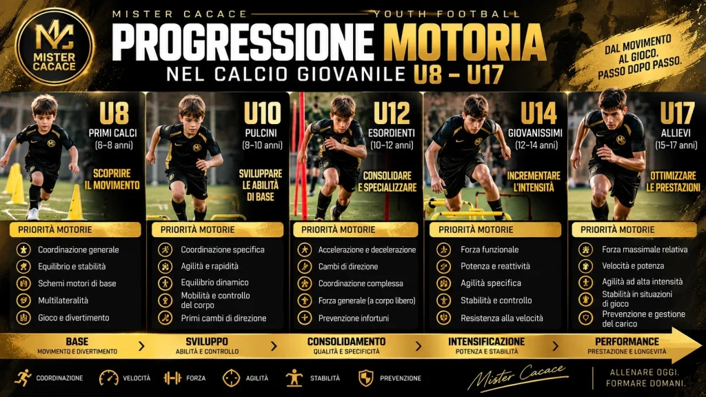Progressione della preparazione motoria nel calcio giovanile dai Primi Calci U8 agli Allievi U17.