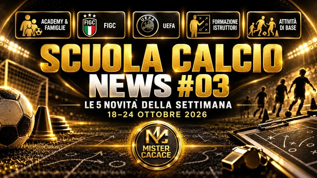 Scuola Calcio News 18–24 ottobre 2026, le cinque novità su Academy, FIGC, UEFA e formazione.