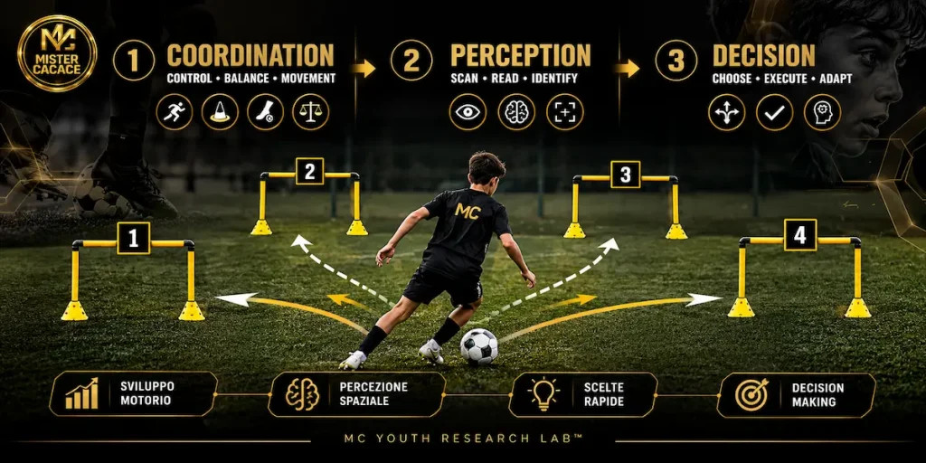 Studi calcio giovanile: coordinazione, percezione e decisione nell'esercitazione con quattro porte