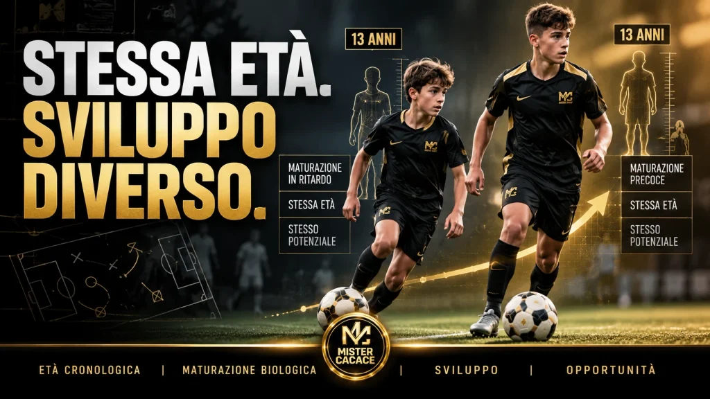 Due calciatori di 13 anni con differente maturazione biologica nel calcio giovanile