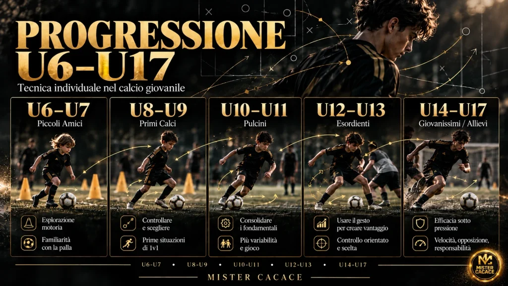Progressione della tecnica individuale nel calcio giovanile dai Piccoli Amici U6-U7 agli Allievi U17.