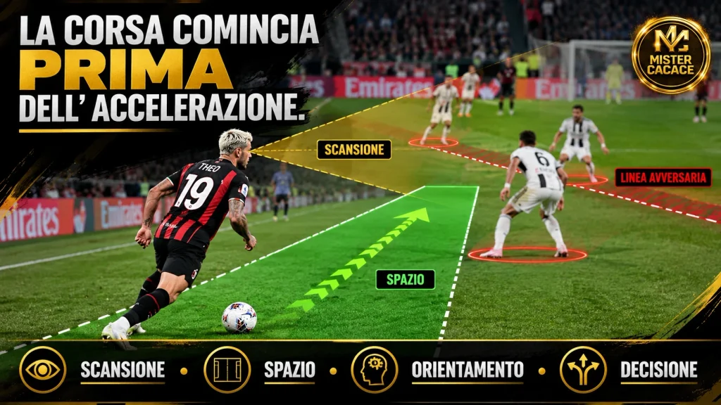 Theo Hernández terzino: scansione dello spazio prima della conduzione