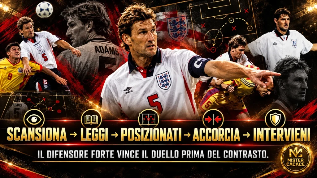 Tony Adams e la difesa: dalla scansione al momento dell’intervento