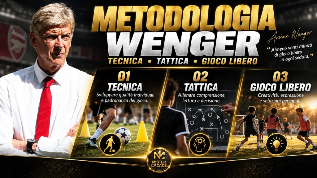 Metodologia di Arsène Wenger: tecnica, tattica decisionale e almeno venti minuti di gioco libero.