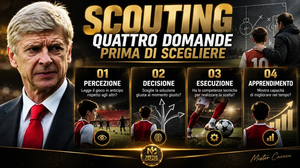 Scouting giovanile: percezione, decisione, esecuzione e apprendimento nella griglia operativa Mister Cacace.